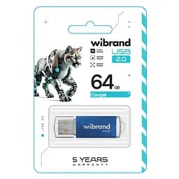 USB флеш накопичувач Wibrand 64GB Cougar Blue USB 2.0 (WI2.0/CU64P1U) - мініатюра 2