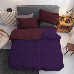 Двосторонній комплект постільної білизни Domikus Мікрофібра 150х210х2 см Acai/Sangria (4829900025347)