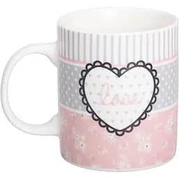 Чашка керамическая Liling Rongxiang Ceramic Love 400 мл розовая с белым RX-N240143PKV