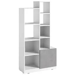 Стеллаж Moreli Paul FPA-0003 с открытыми полками и дверцей 840х1650х370 мм Белый/Бетон Тефра