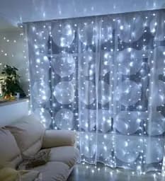 Гірлянда штора Водоспад 3х2 м 400 LED (прозорий шнур з перехідником) Біле світло - мініатюра 5