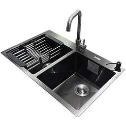 Комплект мийка + змішувач Romzha Arta U-730SD BL (B)