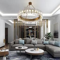 Латунна люстра із декоративними пластинами у двох розмірах Line.F Діаметр 50см