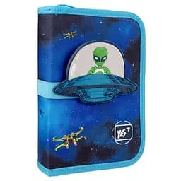 Школьный пенал твердый одинарный с двумя клапанами Yes UFO HP-04