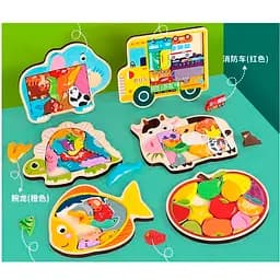 Деревянная игрушка Пазлы головоломка, логическая игра (в ассортименте)