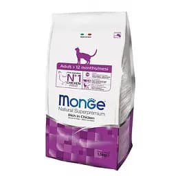 Сухий корм Monge Cat Adult з куркою та рисом для дорослих кішок 1,5 кг