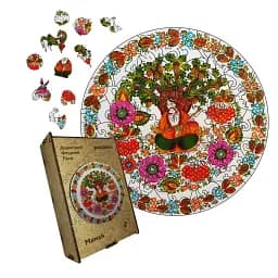 Деревянный пазл Петриковский Роспись Мамай Екатерины Каракуци, А4, Картонная коробка 100 элементов