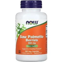 Натуральна добавка NOW Saw Palmetto Berries 550 mg, 100 вегакапсул