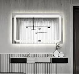 Дзеркало Dusel DE-M3001 65x80 см з годинником, Білий