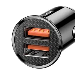 Автомобільний зарядний пристрій Baseus Circular Plastic A+A 30W Dual QC3.0 Чорний (CCALL-YD01) - мініатюра 2