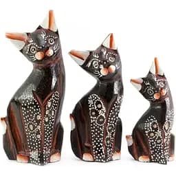 Кошки 3 шт деревянные синие15х5х3 см 12х4,5х2,5 см 10,5х4,5х2,5 см