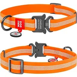 Нашийник для собак Waudog Waterproof, коллартекс, водостійкий, світловідбивний, з QR паспортом, металева пряжка-фастекс, L, 31-49х2,5 см, помаранчевий - мініатюра 3