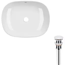 Умивальник Qtap Aquarius накладний прямокутний 465x375x115 мм White + донний клапан PU02, Білий