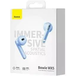 Бездротові навушники Baseus Bowie WX5 TWS в кейсі блакитні A00051000313-00 - мініатюра 2