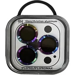 Захисне скло на камеру Epik Metal Classic Rainbow для Apple iPhone 13 Pro / 13 Pro Max в упаковці бузкове райдужне - мініатюра 2