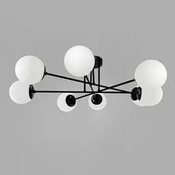 Люстра у чорному корпусі із 8-ма білими плафонами Ø 77 см | Line F | Арт. S7072/8 BK+WT