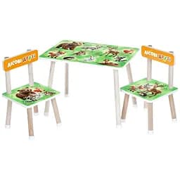 Дитячий столик Bambi Лісові друзі M 501-3 дерев'яний з двома стільчиками