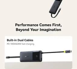 Перехідник - мультиадаптер - хаб Baseus OS Dual Fast Charging 6-in-1 (B0007090) - мініатюра 6