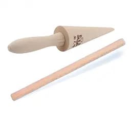 Дерев'яна форма-конус та паличка для згортання вафель та трубочок надання форми вафельним ріжкам 87911