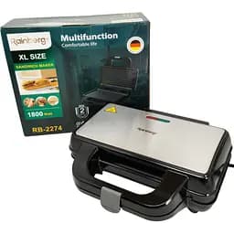 Прижимной контактный электрический гриль Rainberg RB-2274 домашний с антипригарным покрытием 1800Вт Серый