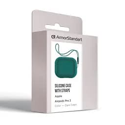 Силіконовий чохол для навушників Apple AirPods Pro 2 2022, Silicone Case with straps, зелений, захисний чохол з ремінцем, ультратонкий і легкий, повний захист, з підвіскою, м"який силікон, ArmorStandart (ARM68612) - мініатюра 3