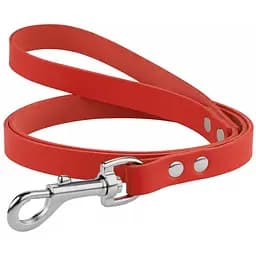 Поводок для собак BronzeDog Barksi Premіum кожаный М 12 мм 122 cм красный