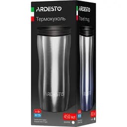 Термокружка Ardesto Metallic 450 мл, нержавіюча сталь, синій - мініатюра 4