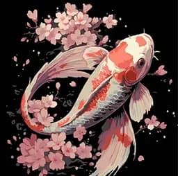 Набір для розпису по номерах Риба в акваріумі квітів, Strateg, на чорному фоні, 40x40 см, AV4040-73