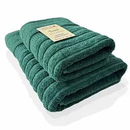 Набор 2 жаккардовых полотенца Lovely Svi для ванной, гостиниц, СПА, в подарок, 70х140 см 50×90 см Oxford Stripe зеленый