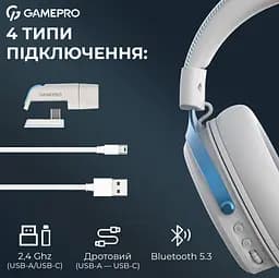 Игровые наушники беспроводные GamePro HSW-191-WHB Asgard Skadi Wireless 7.1 White-Blue - мініатюра 8