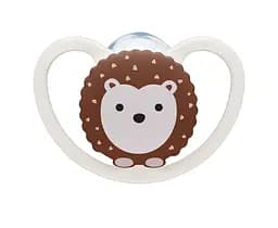 Пустышка силиконовая NUK Space Ежик, ортодонтическая, 0-6 мес, белый (3952487)