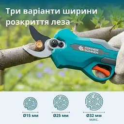 Konner & Sohnen Секатор акумуляторний Konner&Sohnen KS CPS20V-32 CASE 20В акб 1х2А·рік d 15/25/35мм ЗП кейс 0.82кг - мініатюра 4