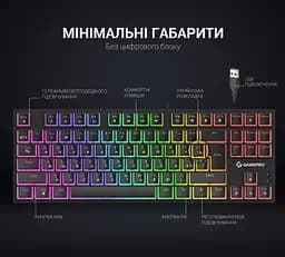 Клавіатура ігрова механічна GamePro MK-80R USB Red switch (Linear) RGB Black - мініатюра 6