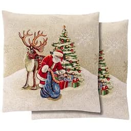 Наволочка новорічна Lefard Home Textile Village гобеленова з люрексом, 45х45 см (732-247)