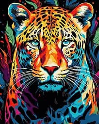 Набір для розпису по номерах Райдужний леопард, Strateg, на чорному фоні, 40x50 см, AH1061