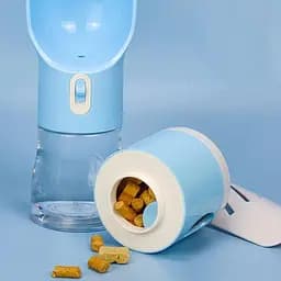 Пляшка-поїлка для тварин Semi Pets Feeder 255 мл + 200 мл 2 відділення, Blue з пакетами та лопаткою - мініатюра 5