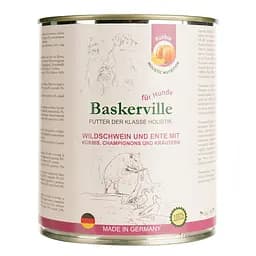 Влажный корм для собак Baskerville Holistic Wildschwein und Ente Mit Kurbis Утка и кабан с тыквой, шампиньонами и зеленью 800 г