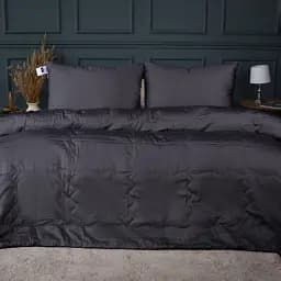 Летний постельный комплект MirSon Line Satin Premium Iron grey Creamy Шерсть King Size (2200010980912)