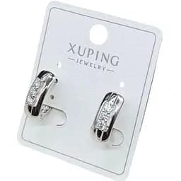 Сережки гіпоалергенні Xuping Прямокутні з камінням з медичної сталі під срібло
