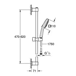 Душовий гарнітур Grohe QuickFix Vitalio Comfort 110 26096001, Хром - мініатюра 2