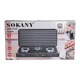 Настільна газова плита Sokany SK-6003B 3 конфорки 5.5 кВт під балонний газ Чорний - мініатюра 9