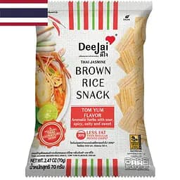 Снеки Deejai Thai Jasmine Brown Rice Snack з коричневого рису зі смаком Том-Ям 70 г