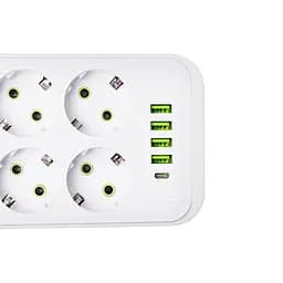 Мережевий фільтр-подовжувач SMART 6 розеток 5 USB 5 метрів, білий Yiwu HP-5-25 - мініатюра 12