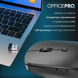 Миша OfficePro Silent Click Ergonomic Wireless Black (M305B) - мініатюра 8