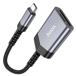 Адаптер перехідник Hoco UA25 2 в 1 card reader Type-C сірий - мініатюра 3