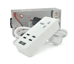 Сетевой фильтр Voltronic ТВ-Т06, 1 розетка + 4 USB, 2 м, сечение 3х0,75мм, 2500W White - мініатюра 1