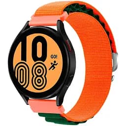 Ремінець для Samsung Galaxy Watch 4 44mm - оранжево-темно-зелений Watchbands NormalCloth ширина кріплення 20мм нейлоновий (W24-1WB12243223)