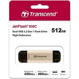 USB флеш накопичувач Transcend 512GB JetFlash 930C Gold-Black USB 3.2/Type-C (TS512GJF930C) - мініатюра 7