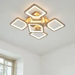 Стельова LED-люстра Diasha S8060/4+1G з пультом, золота, 72W, 3960 lm, квадратні акрилові плафони 42x42 см - мініатюра 2