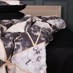 Простыня MirSon Ranforce Elite 17-0693 Marbe Black Blocks 220x240 см черная (2200010453966)